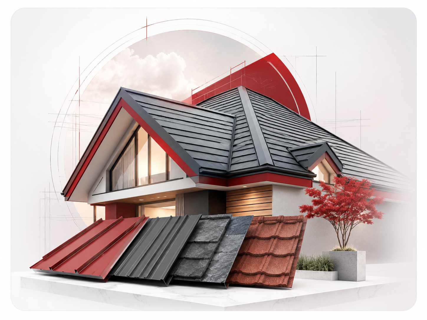 Modern RJL Builders roofing materials and architectural roof showcase