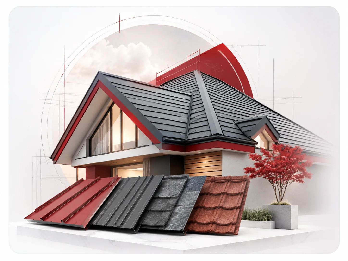 Modern RJL Builders roofing materials and architectural roof showcase